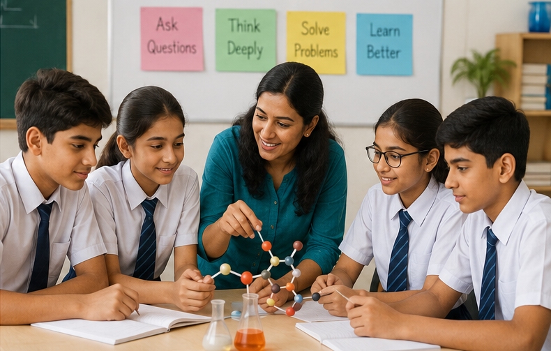 Classroom interaction and hands-on science learning in school-based IIT, JEE/NEET foundation courses.